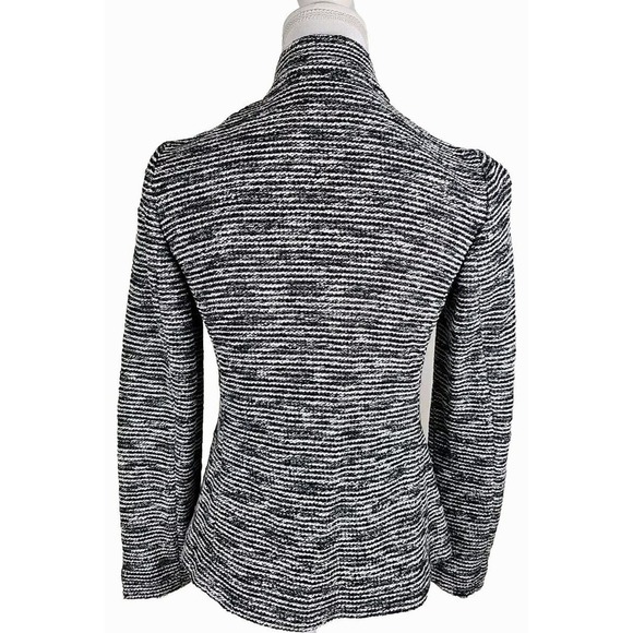 Talbots ~Woman Size 2~ Black/White Striped Cotton Blend Jacket Blazer Unlined. - Picture 3 of 9